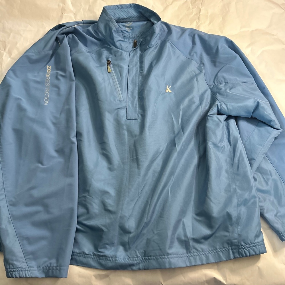 Zero Restriction Mens Blue Pullover Track Rain Tour Jacket Lightweight XXl  Golf